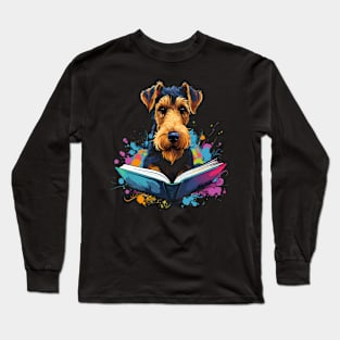 Airedale Terrier Reads Book Long Sleeve T-Shirt